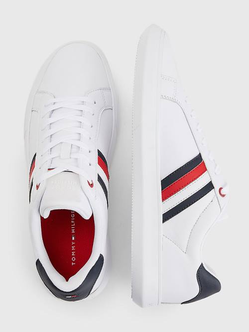 White Tommy Hilfiger Essential Leather Cupsole Men's Sneakers | TH043IUB