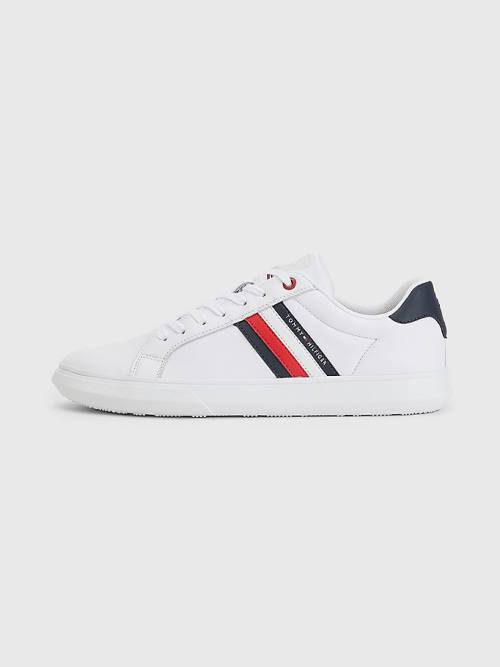 White Tommy Hilfiger Essential Leather Cupsole Men's Sneakers | TH043IUB