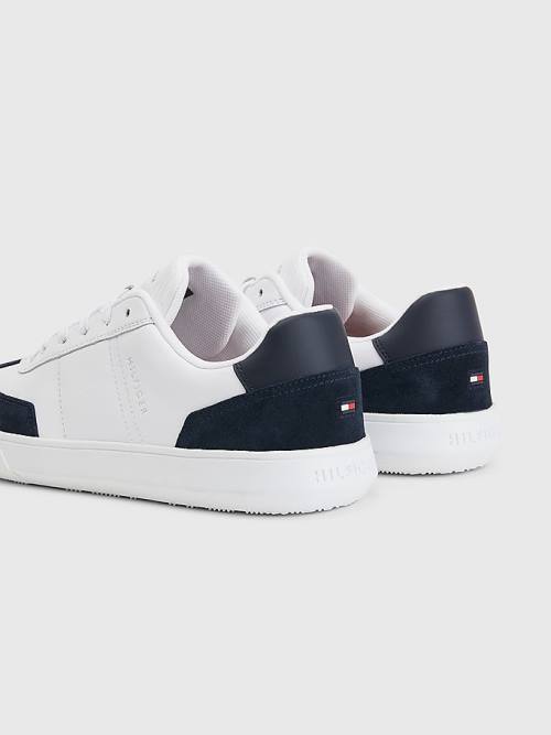 White Tommy Hilfiger Essential Leather Cupsole Men's Sneakers | TH173ROD