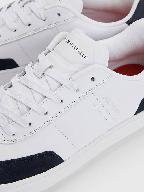 White Tommy Hilfiger Essential Leather Cupsole Men's Sneakers | TH173ROD