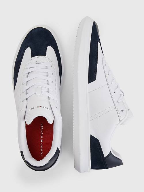 White Tommy Hilfiger Essential Leather Cupsole Men's Sneakers | TH173ROD