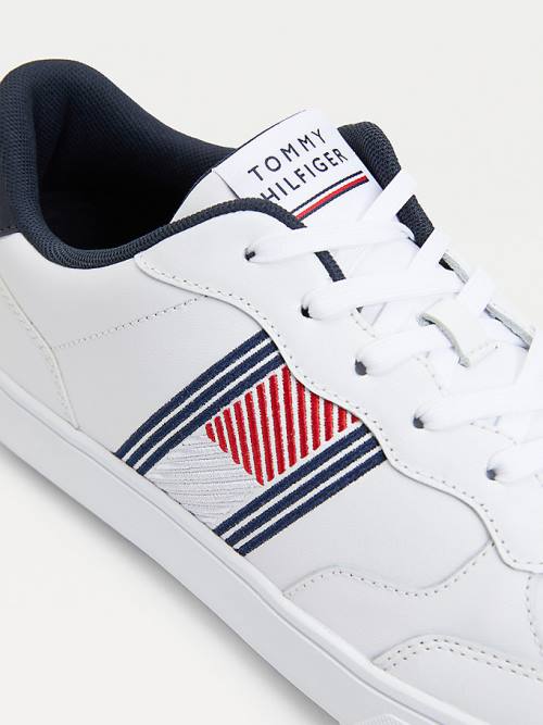 White Tommy Hilfiger Essential Leather Cupsole Men's Sneakers | TH648TRD