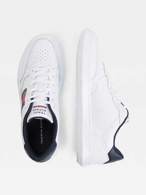 White Tommy Hilfiger Essential Leather Cupsole Men's Sneakers | TH648TRD