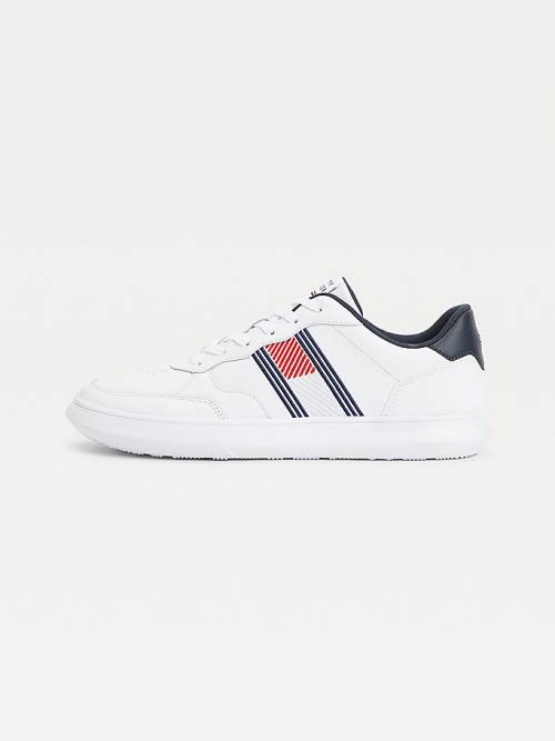 White Tommy Hilfiger Essential Leather Cupsole Men's Sneakers | TH648TRD