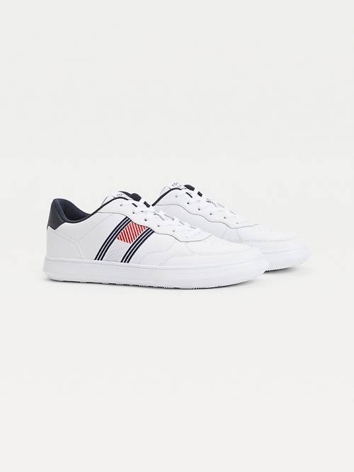 White Tommy Hilfiger Essential Leather Cupsole Men\'s Sneakers | TH648TRD