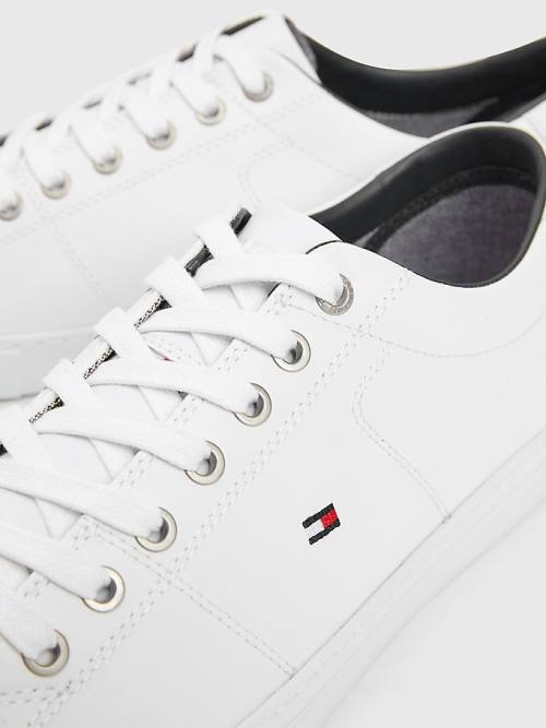 White Tommy Hilfiger Essential Leather Lace-Up Men's Sneakers | TH319LQE