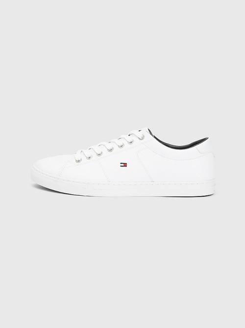 White Tommy Hilfiger Essential Leather Lace-Up Men's Sneakers | TH319LQE