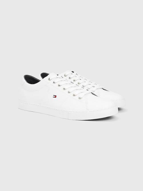 White Tommy Hilfiger Essential Leather Lace-Up Men\'s Sneakers | TH319LQE