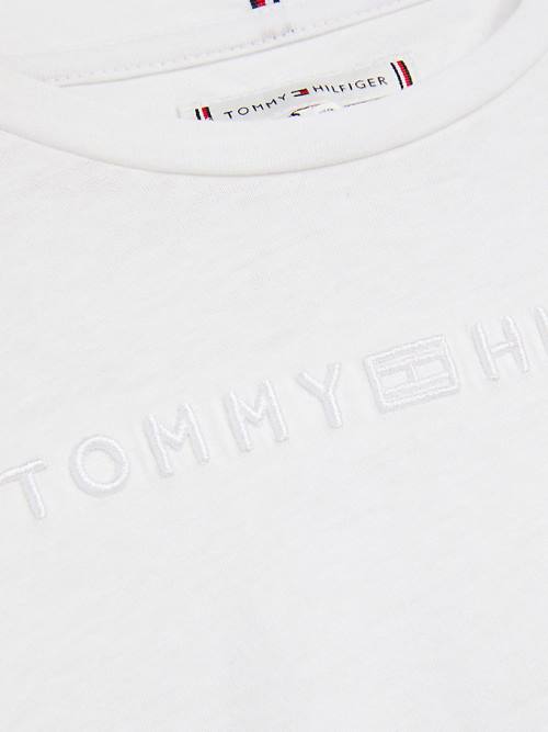 White Tommy Hilfiger Essential Logo Long Sleeve Girls' T Shirts | TH465SHM