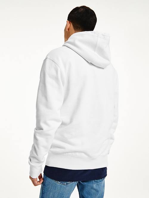 White Tommy Hilfiger Essential Logo Men's Hoodie | TH420UEJ