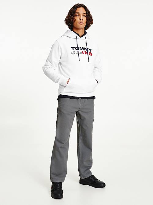 White Tommy Hilfiger Essential Logo Men's Hoodie | TH420UEJ