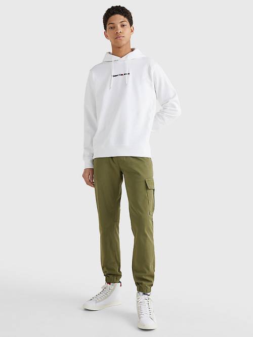 White Tommy Hilfiger Essential Logo Men's Hoodie | TH569MZN