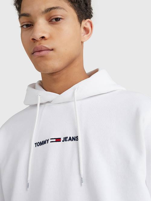 White Tommy Hilfiger Essential Logo Men's Hoodie | TH569MZN