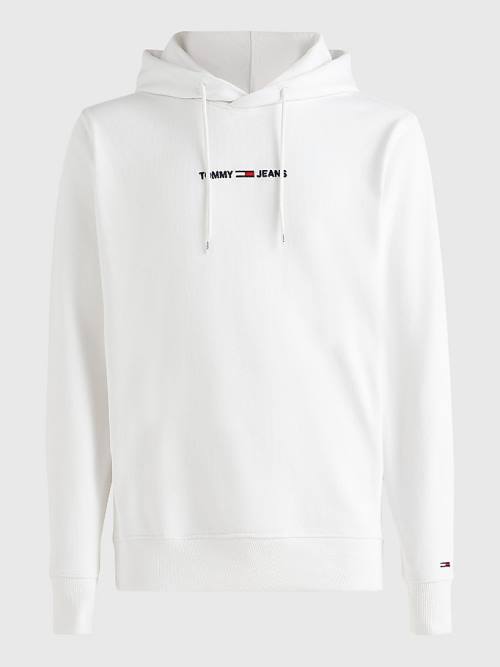 White Tommy Hilfiger Essential Logo Men's Hoodie | TH569MZN