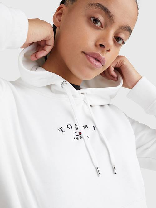 White Tommy Hilfiger Essential Logo Women's Hoodie | TH169PVN