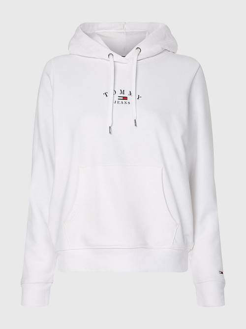 White Tommy Hilfiger Essential Logo Women's Hoodie | TH169PVN