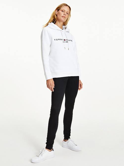 White Tommy Hilfiger Essential Logo Women's Hoodie | TH170APX