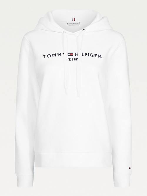 White Tommy Hilfiger Essential Logo Women's Hoodie | TH170APX