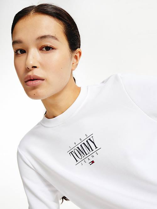 White Tommy Hilfiger Essential Logo Women's Sweatshirts | TH641TXL