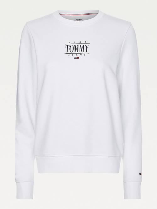 White Tommy Hilfiger Essential Logo Women's Sweatshirts | TH641TXL