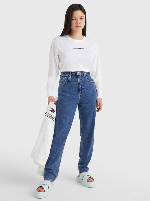 White Tommy Hilfiger Essential Long Sleeve Women's T Shirts | TH276XMA