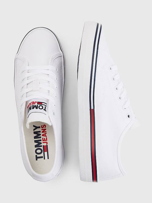 White Tommy Hilfiger Essential Low-Top Canvas Women's Sneakers | TH156MHW