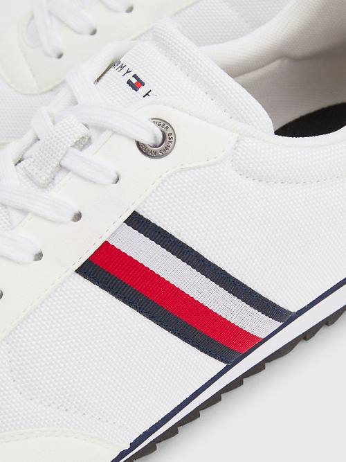 White Tommy Hilfiger Essential Mesh Signature Tape Men's Sneakers | TH820NYM