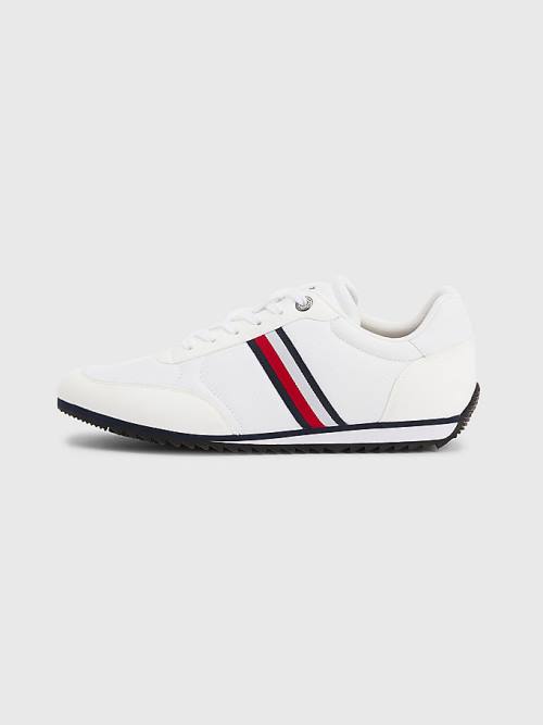 White Tommy Hilfiger Essential Mesh Signature Tape Men's Sneakers | TH820NYM