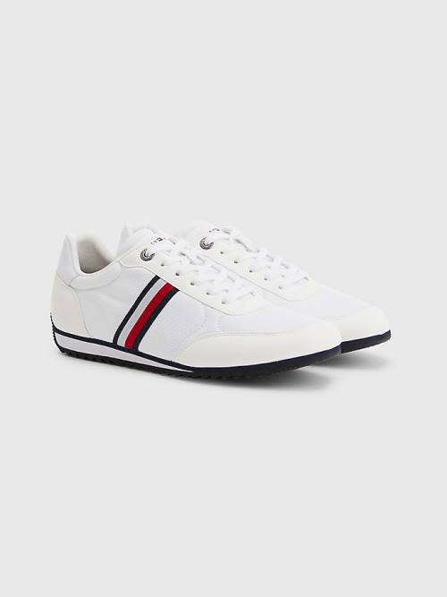 White Tommy Hilfiger Essential Mesh Signature Tape Men\'s Sneakers | TH820NYM