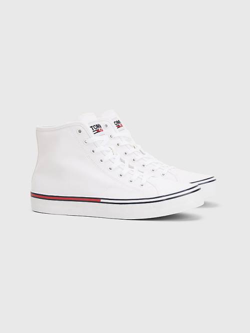 White Tommy Hilfiger Essential Mid-Top Men\'s Sneakers | TH352GXF