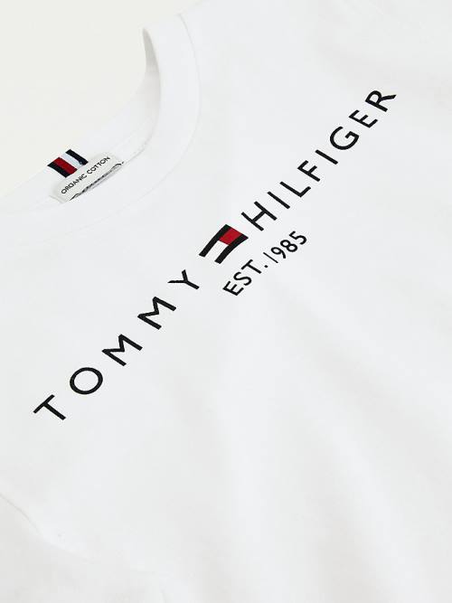 White Tommy Hilfiger Essential Organic Cotton Logo Girls' T Shirts | TH369KAI