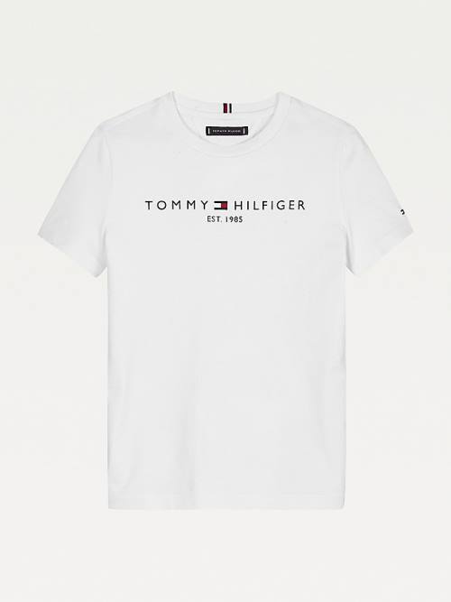 White Tommy Hilfiger Essential Organic Cotton Logo Girls\' T Shirts | TH369KAI