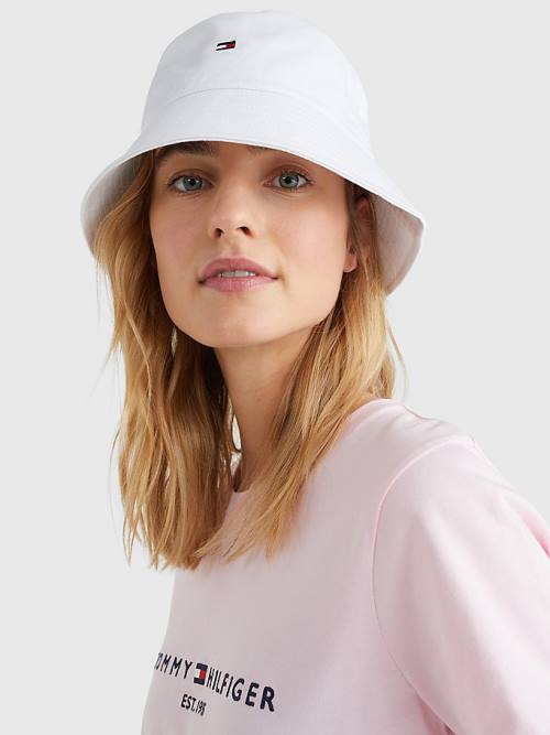 White Tommy Hilfiger Essential Organic Cotton Bucket Women's Hats | TH375RSQ