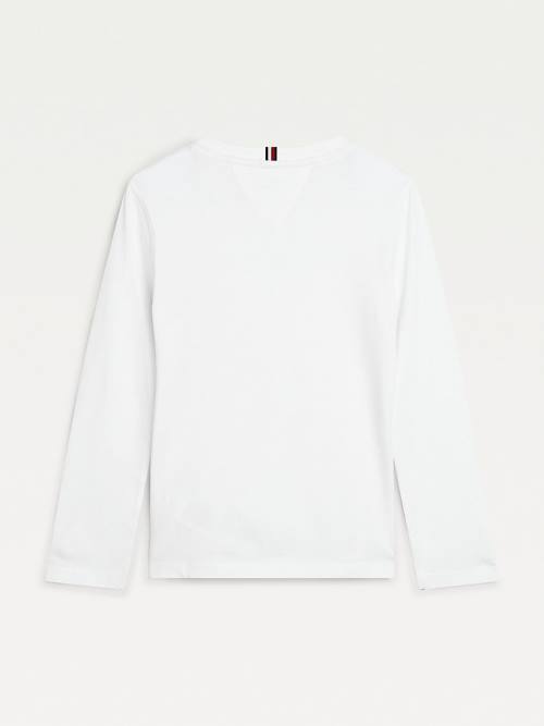 White Tommy Hilfiger Essential Organic Cotton Long Sleeve Boys' T Shirts | TH487KNY