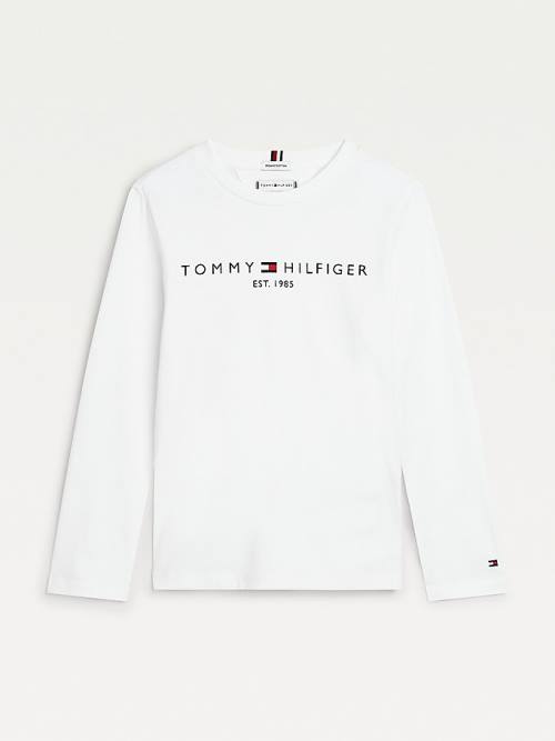 White Tommy Hilfiger Essential Organic Cotton Long Sleeve Boys\' T Shirts | TH487KNY