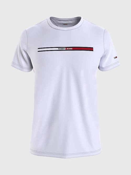 White Tommy Hilfiger Essential Organic Cotton Flag Men\'s T Shirts | TH503QOY