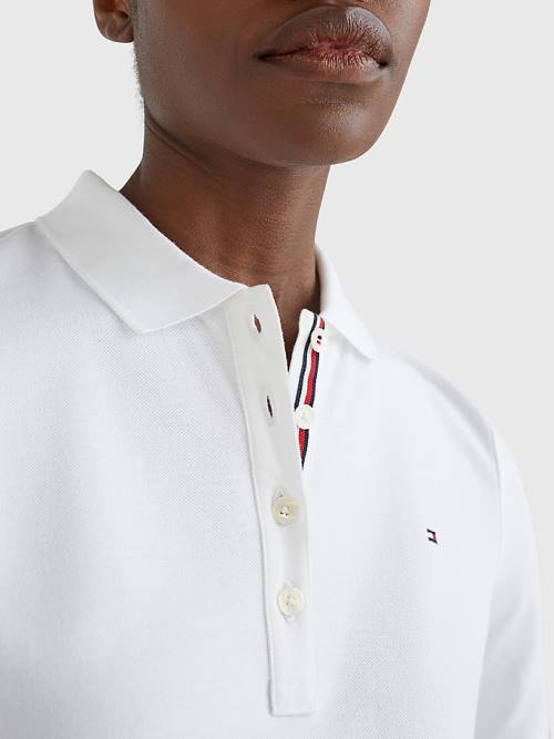 White Tommy Hilfiger Essential Placket Detail Women's Polo Shirts | TH126LPT