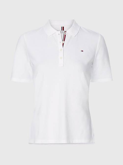 White Tommy Hilfiger Essential Placket Detail Women's Polo Shirts | TH126LPT