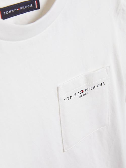 White Tommy Hilfiger Essential Pocket Boys' T Shirts | TH705TOZ