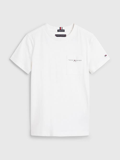 White Tommy Hilfiger Essential Pocket Boys\' T Shirts | TH705TOZ