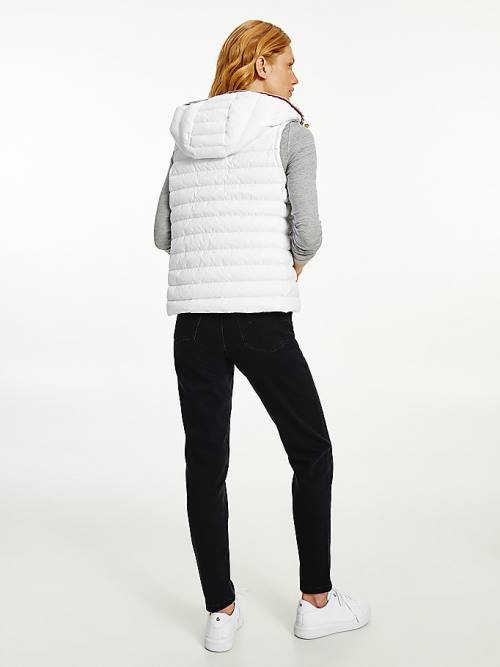 White Tommy Hilfiger Essential Removable Hood Down Vest Women's Coats | TH034VGJ