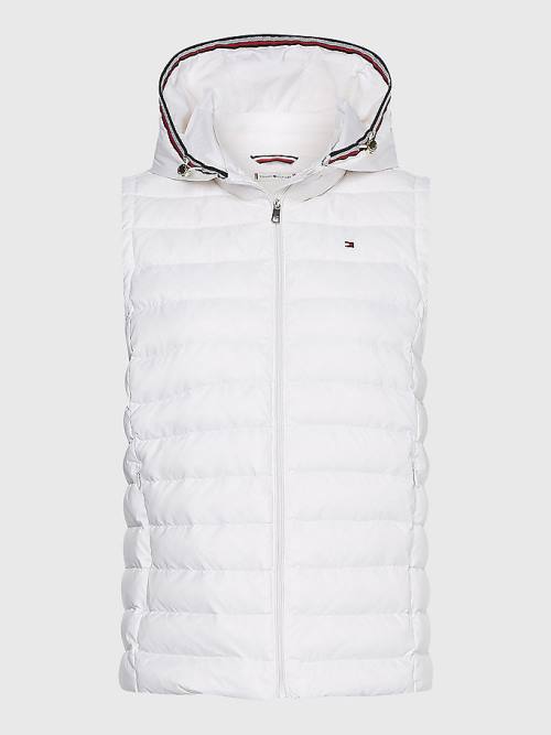 White Tommy Hilfiger Essential Removable Hood Down Vest Women's Coats | TH034VGJ