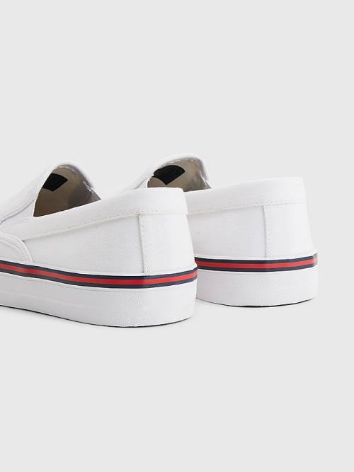 White Tommy Hilfiger Essential Signature Slip-On Men's Sneakers | TH378HNG