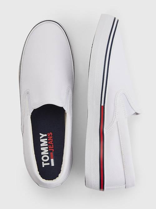 White Tommy Hilfiger Essential Signature Slip-On Men's Sneakers | TH378HNG