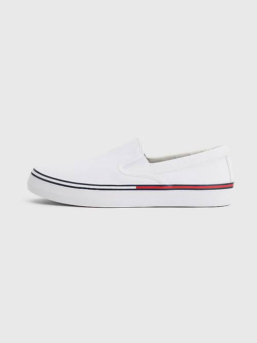 White Tommy Hilfiger Essential Signature Slip-On Men's Sneakers | TH378HNG