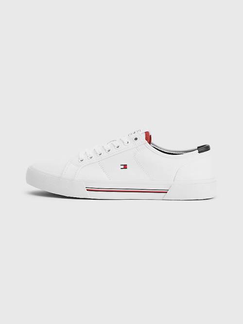 White Tommy Hilfiger Essential Signature Canvas Men's Sneakers | TH436YGQ