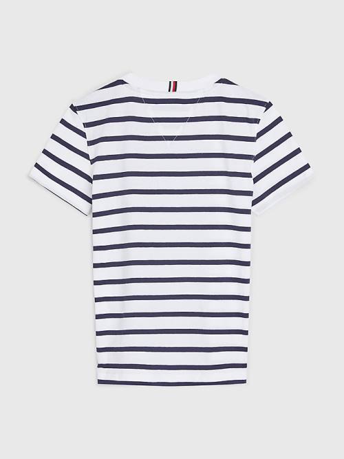 White Tommy Hilfiger Essential Stripe Boys' T Shirts | TH195MLD