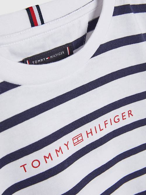 White Tommy Hilfiger Essential Stripe Boys' T Shirts | TH195MLD