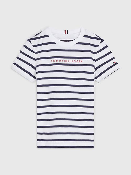 White Tommy Hilfiger Essential Stripe Boys\' T Shirts | TH195MLD