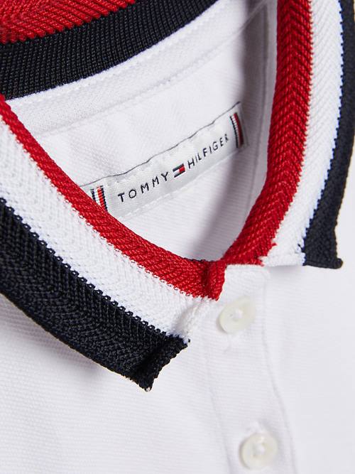 White Tommy Hilfiger Essential Stripe Collar Polo Girls' Dress | TH609VNM